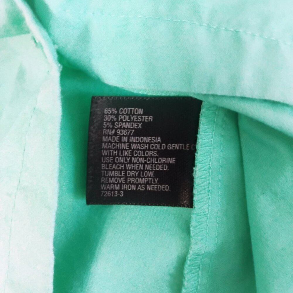 Worthington Teal Button Down Blouse 10T Stretch - Picture 3 of 4